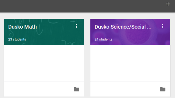 Google Classroom dashboard