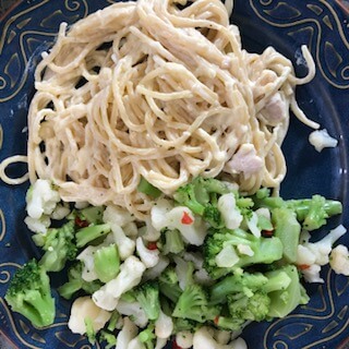 Chicken tetrazzini, one of the Superbowl Make Ahead Meals