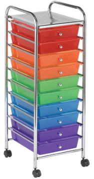 10-drawer rolling organizer for classroom organization