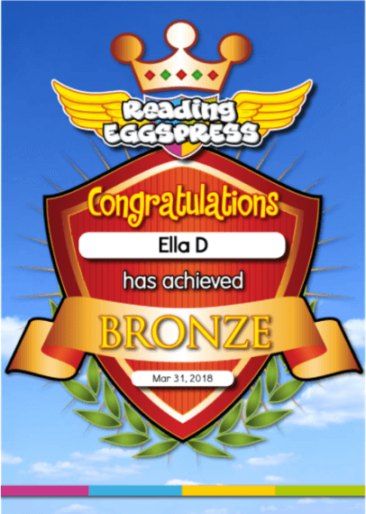 Reading Eggspress certificate