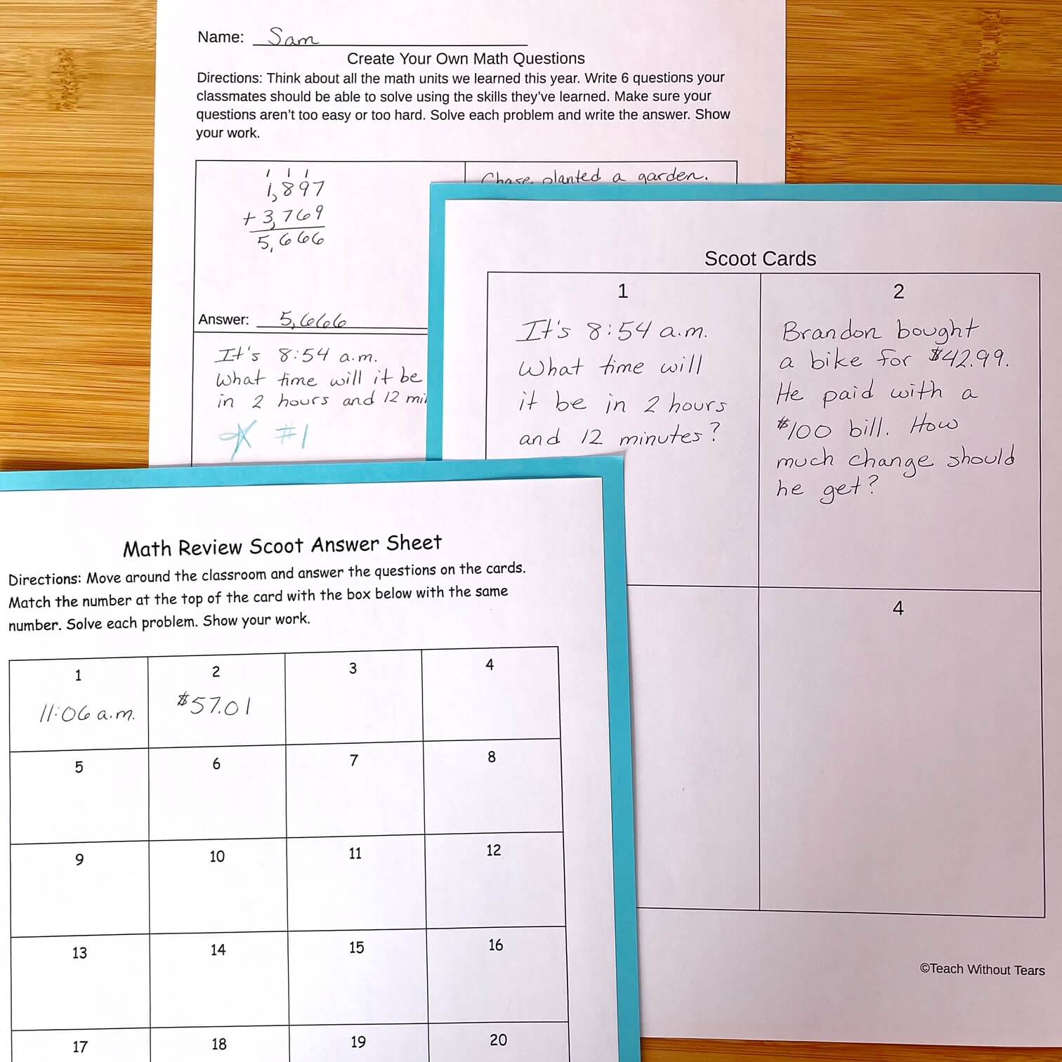 This math review scoot game is a fun way to review math skills at the end of the school year.