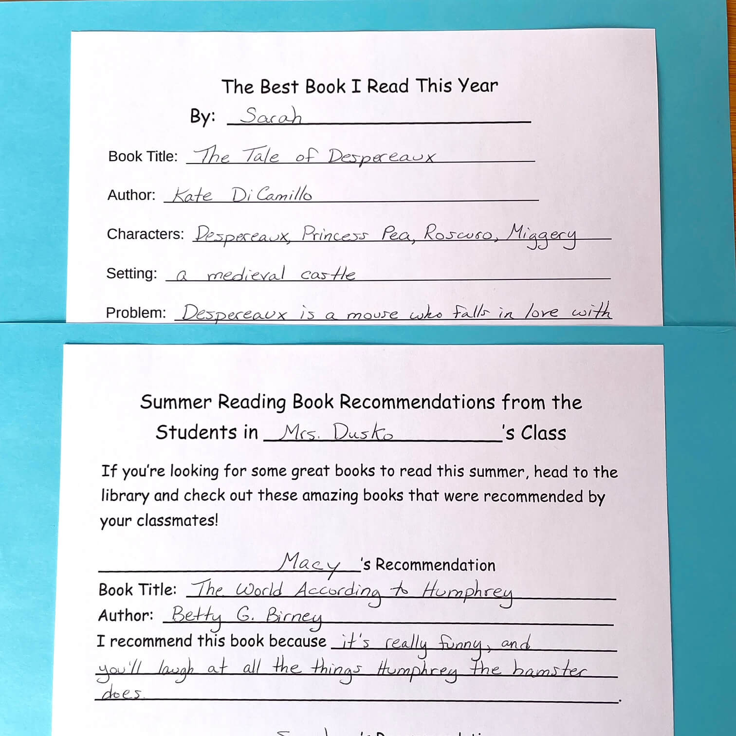 Have your students recommend books their classmates should read over the summer.